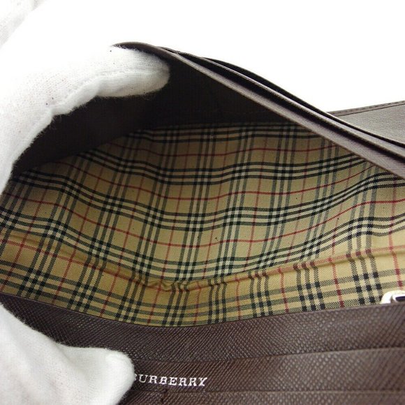 Burberry Long Wallet Logo Leather Authentic USED - Picture 9 of 10